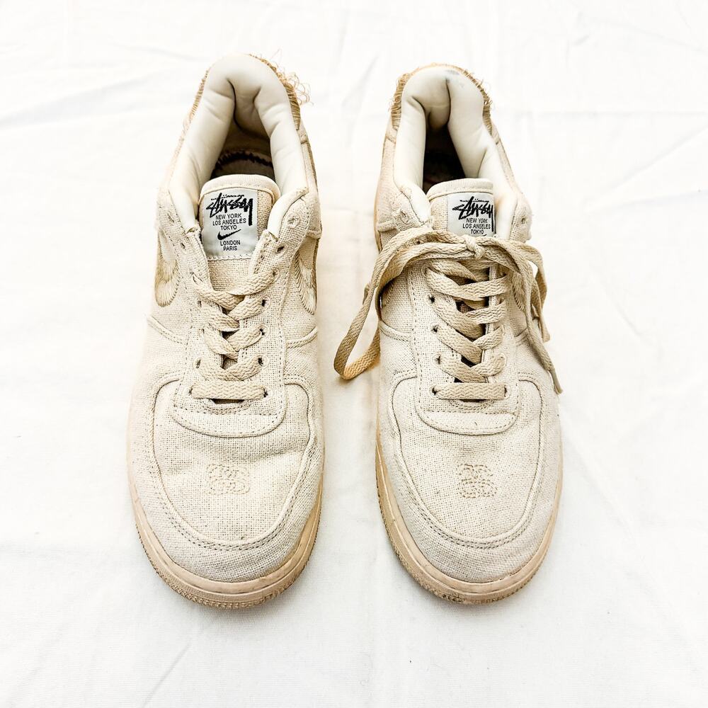 Nike Air Force 1 X Stussy Fossil Af1 Low Cream Low Top Sneaker Size 8